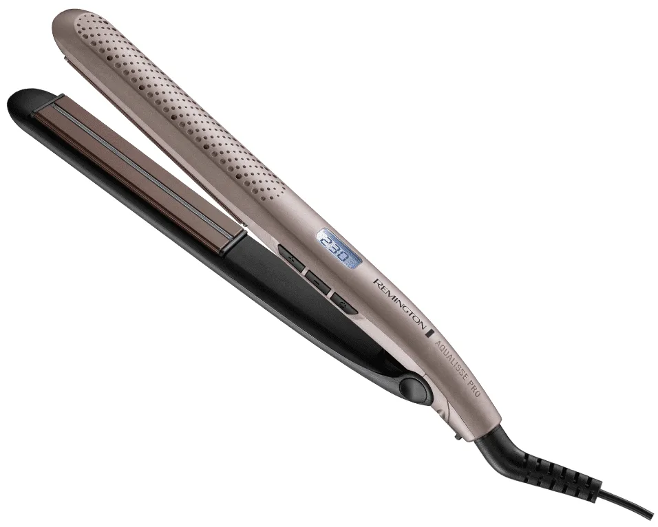 Випрямляч волосся Remington Aqualisse PRO, 230 Вт, 10 температурних режимів, дисплей, керамічне покриття, сріблястий.