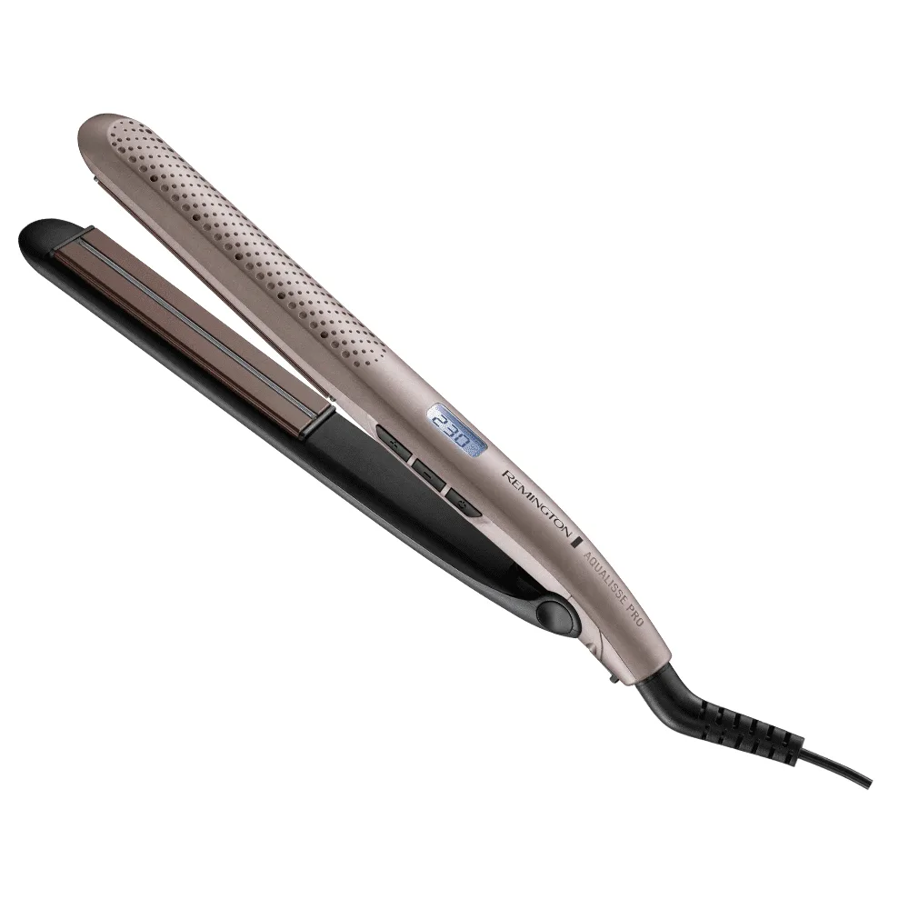 Випрямляч волосся Remington Aqualisse PRO, 230 Вт, 10 температурних режимів, дисплей, керамічне покриття, сріблястий.