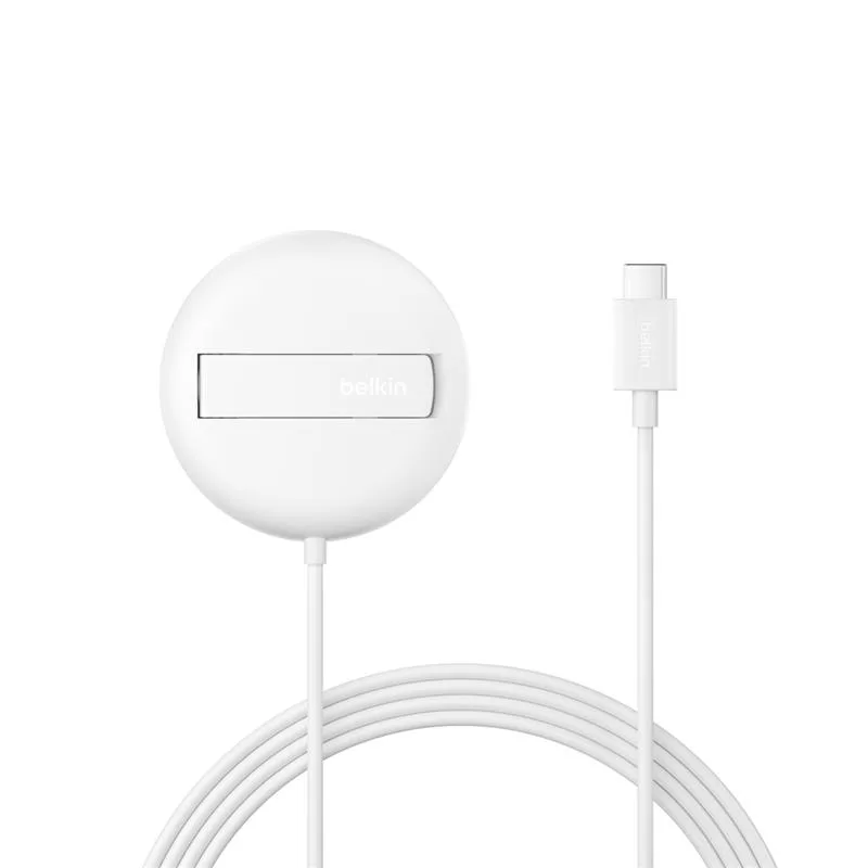 Зарядний пристрій бездротовий Belkin UltraCharge Magnetic Kickstand 15Вт, білий