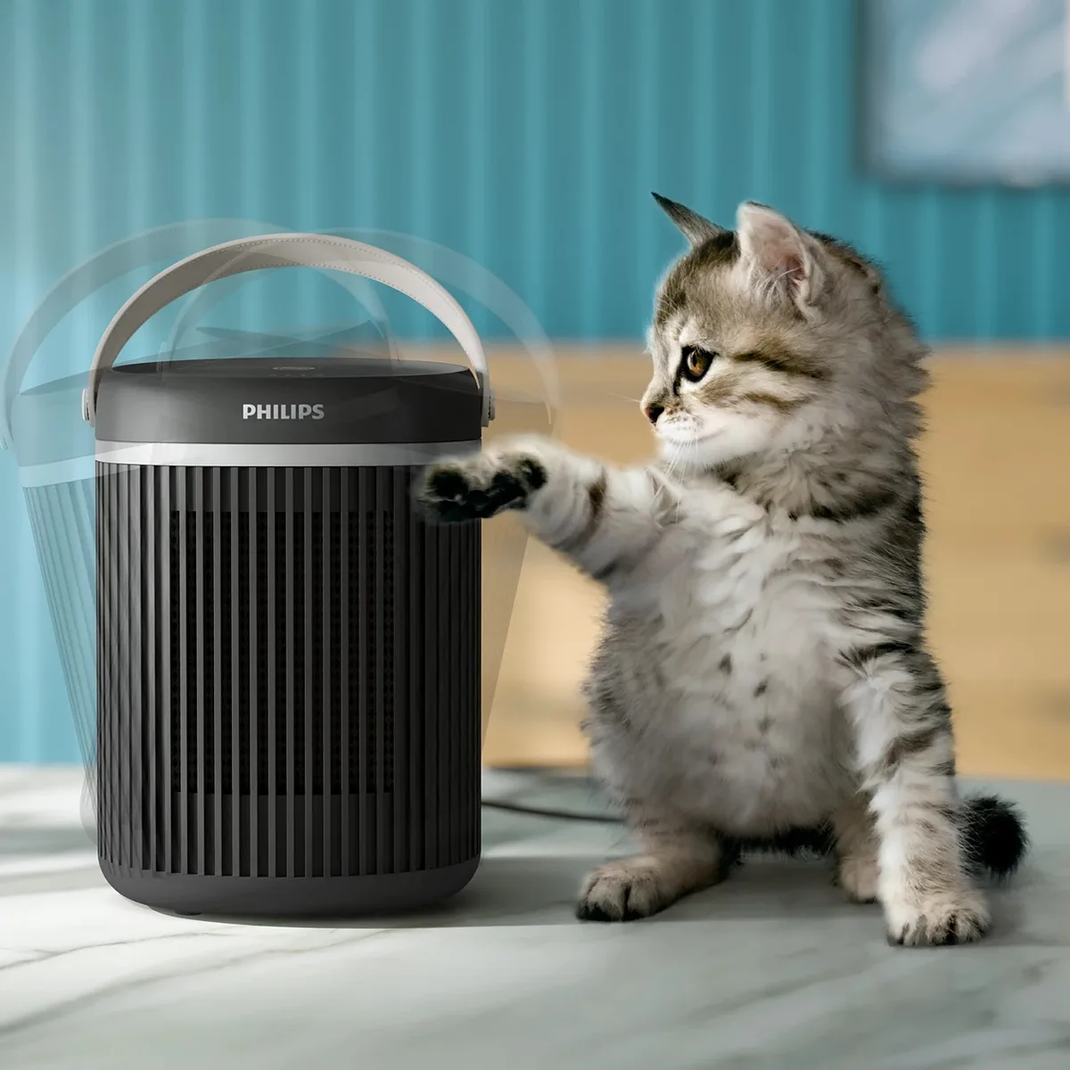 Тепловой вентилятор Philips Series 3000 для площади до 20 м2, мощность 2000 Вт, электронное управление, керамический нагревательный элемент, Wi-Fi, темно-серый.