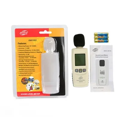 Шумомір Benetech GM1352 30-130 дБ з ЖК-дисплеєм 4,5 В високочутливий мікрофон