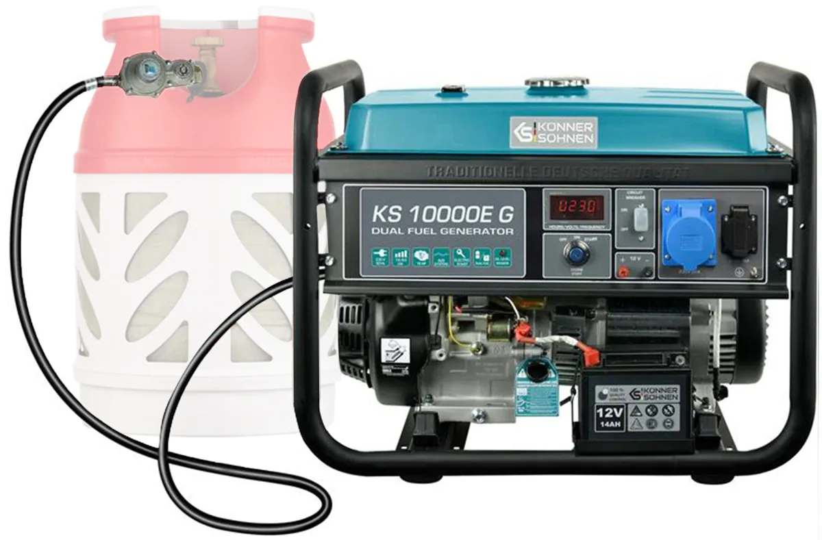 Газобензиновий генератор KonnerSohnen KS 10000E G, LPG 230В, 8.0 кВт, з електричним стартером, вага 87 кг.
