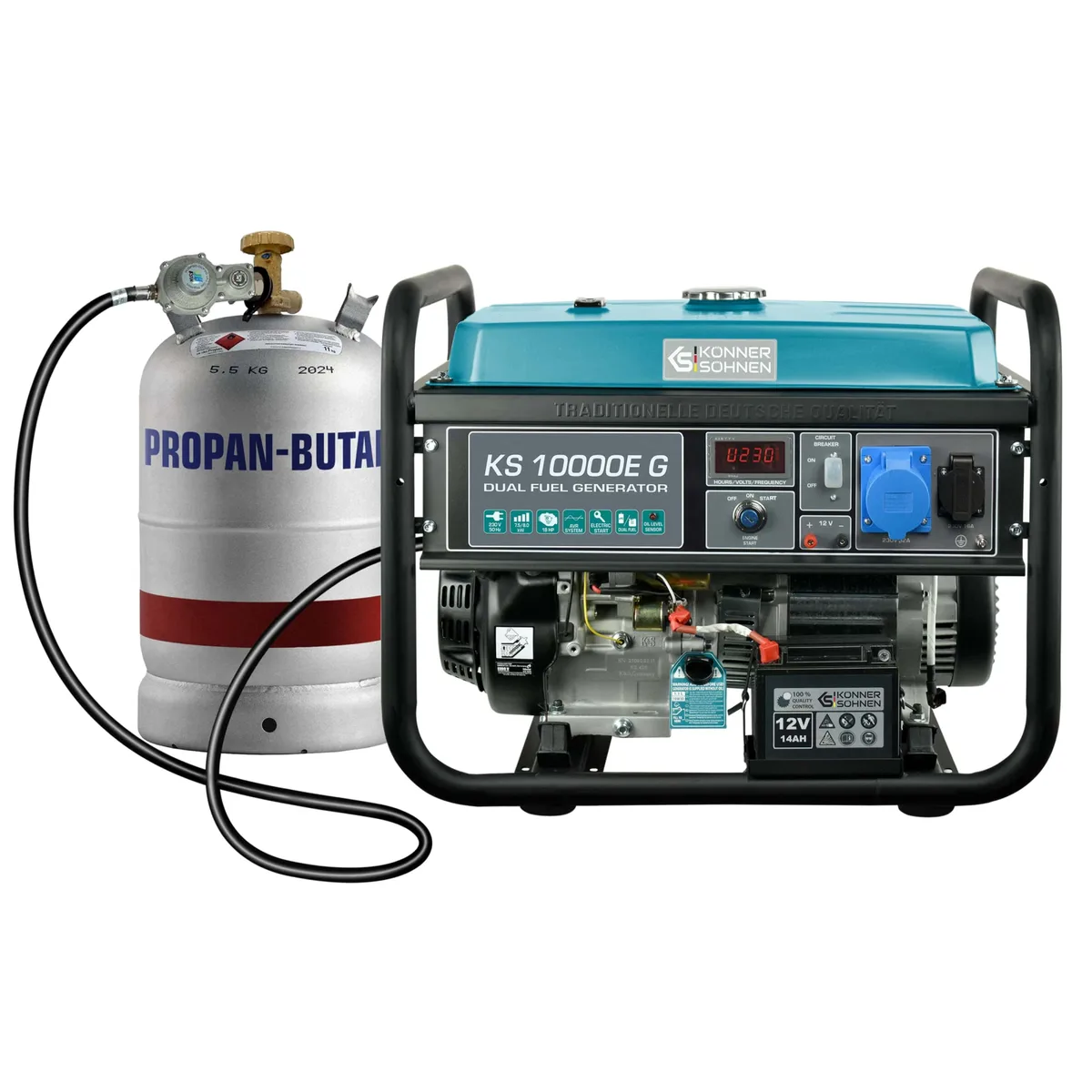 Газобензиновий генератор KonnerSohnen KS 10000E G, LPG 230В, 8.0 кВт, з електричним стартером, вага 87 кг.