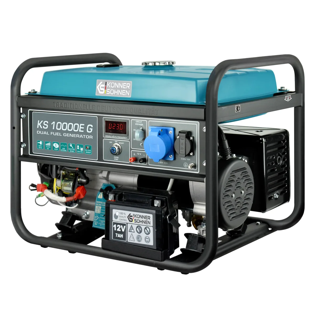 Газобензиновий генератор KonnerSohnen KS 10000E G, LPG 230В, 8.0 кВт, з електричним стартером, вага 87 кг.