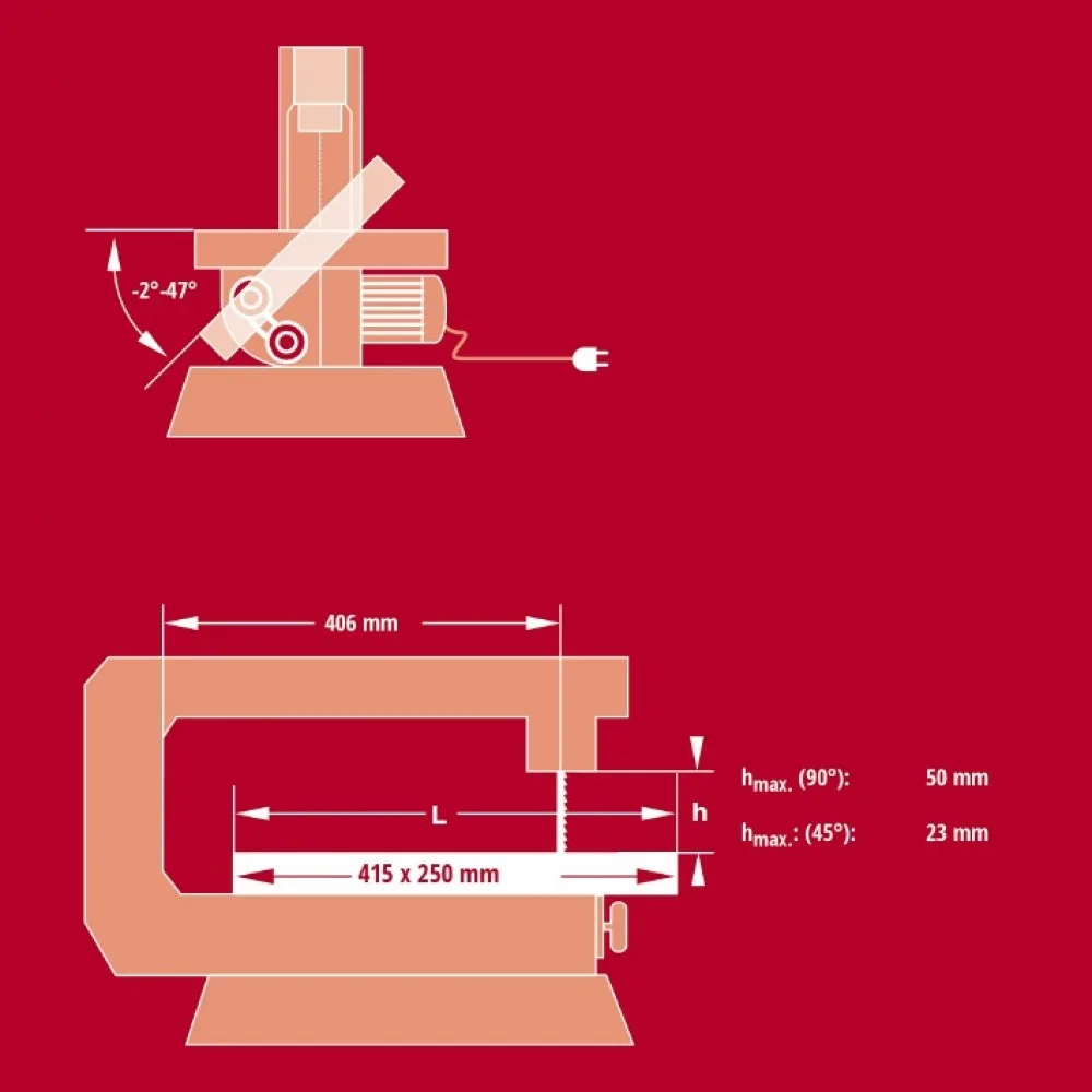 Стаціонарний лобзик Einhell TC-SS 406 E 120В, 400-1600 об/хв, виліт 40 мм, вага 8.9 кг.