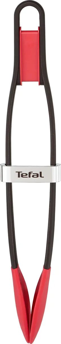 Кухонні щипці Tefal Ingenio, пластикові, силіконові, у чорному та червоному кольорах.
