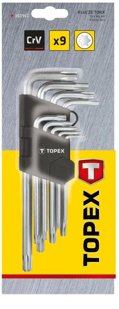 Ключі Torx TOPEX довгі CrV T10-T50 набір 9 шт шестигранні ключі для ремонту майстра інструменти