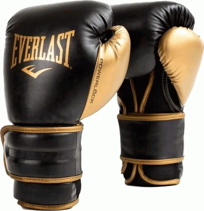 Боксерські рукавиці Everlast 16 унцій поліуретан чорні золоті