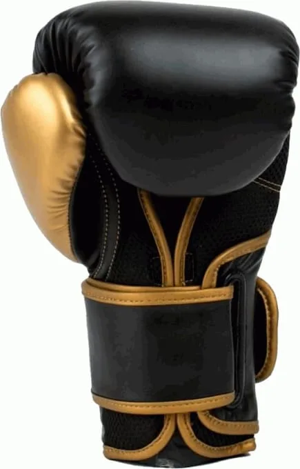 Боксерські рукавиці Everlast 16 унцій поліуретан чорні золоті