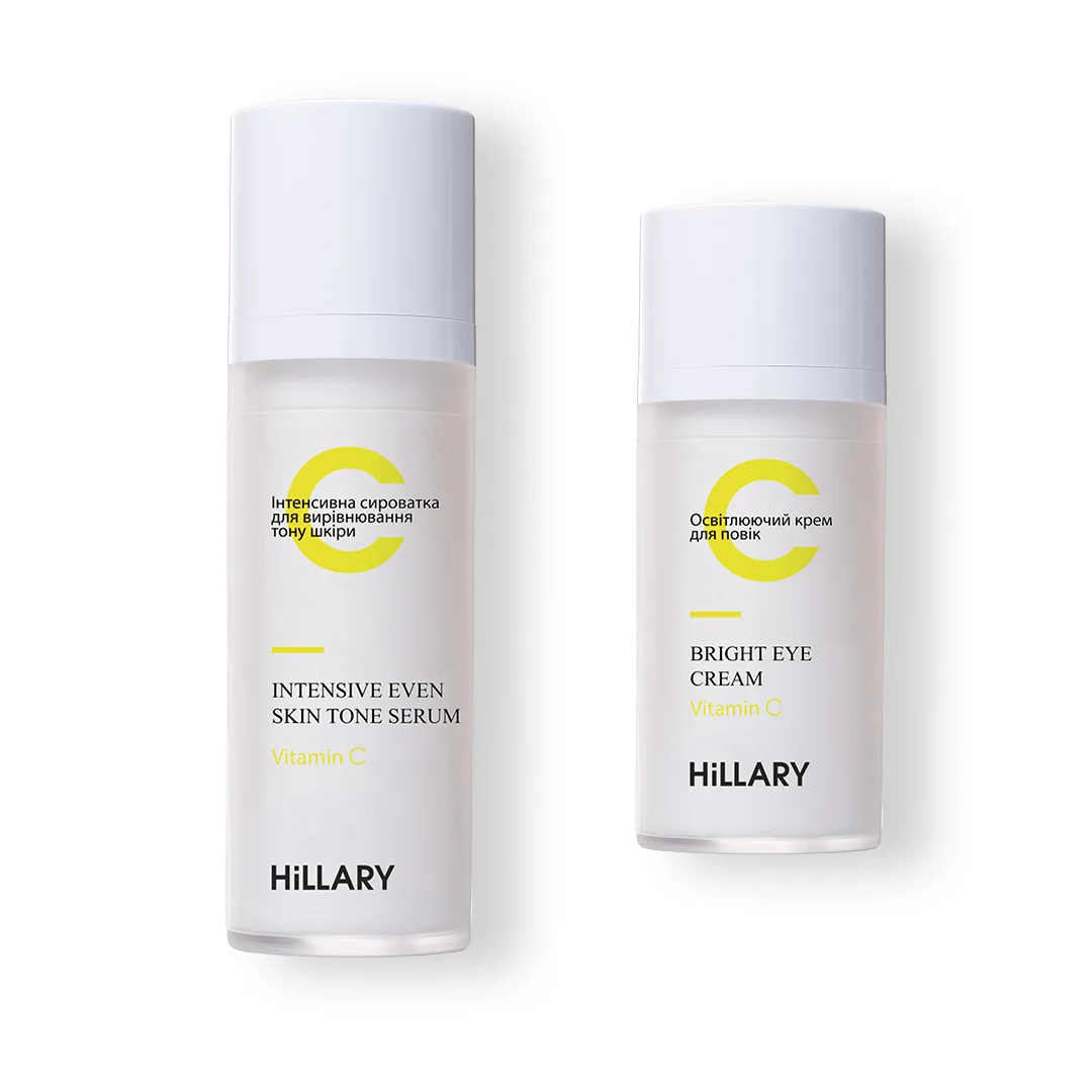 Интенсивная сыворотка + Осветляющий крем для век с витамином С Hillary Vitamin C для выравнивания тона кожи и уменьшения пигментации.