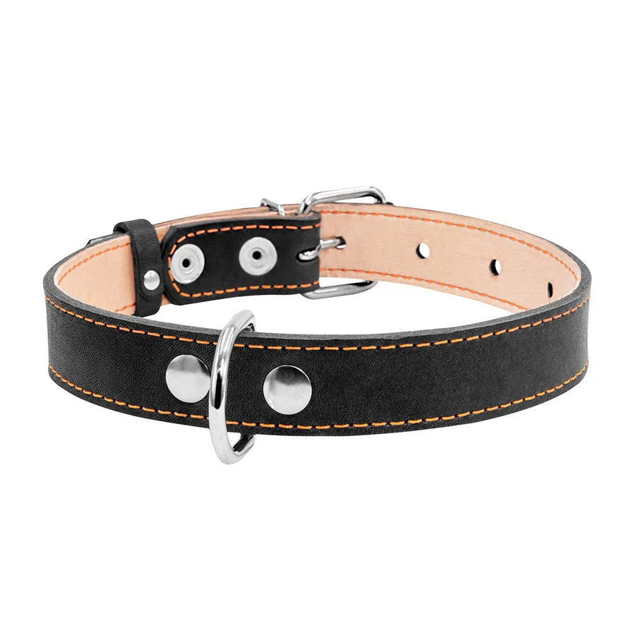 Нашийник CoLLaR подвійний чорний 25мм 38-50см для собак шкіряний кольоровий