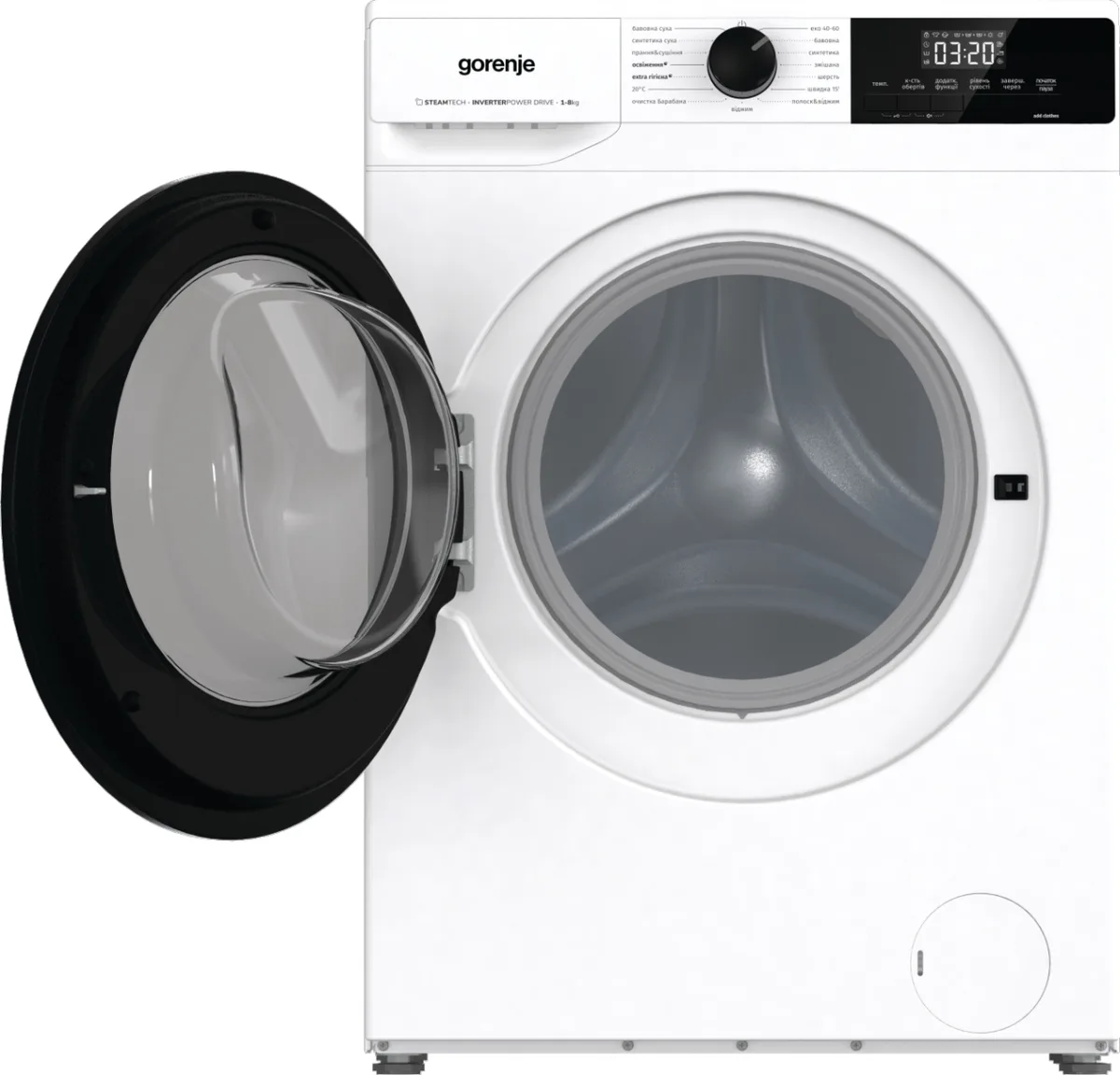 Фронтальна прально-сушильна машина Gorenje, 8(5) кг, 1400 об/хв, клас енергоефективності A+, 55 см, з дисплеєм, функцією пара, інв