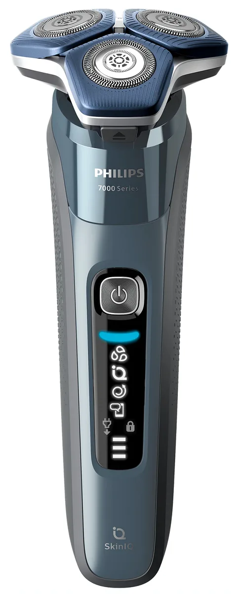 Електрична бритва Philips роторного типу Series 7000, потужність 9Вт, з 3 бритвяними головками, Li-Ion акумулятором, для сухого та