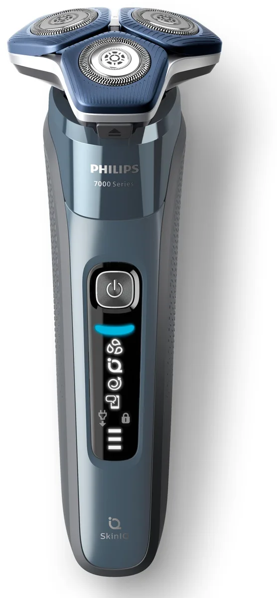 Електрична бритва Philips роторного типу Series 7000, потужність 9Вт, з 3 бритвяними головками, Li-Ion акумулятором, для сухого та