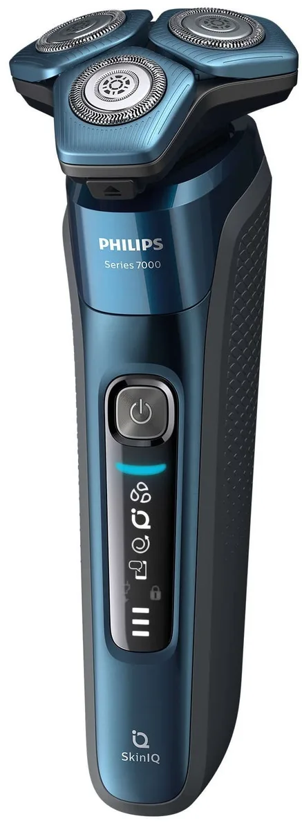 Електрична бритва Philips роторного типу Series 7000, потужність 9Вт, з 3 бритвяними головками, Li-Ion акумулятором, для сухого та