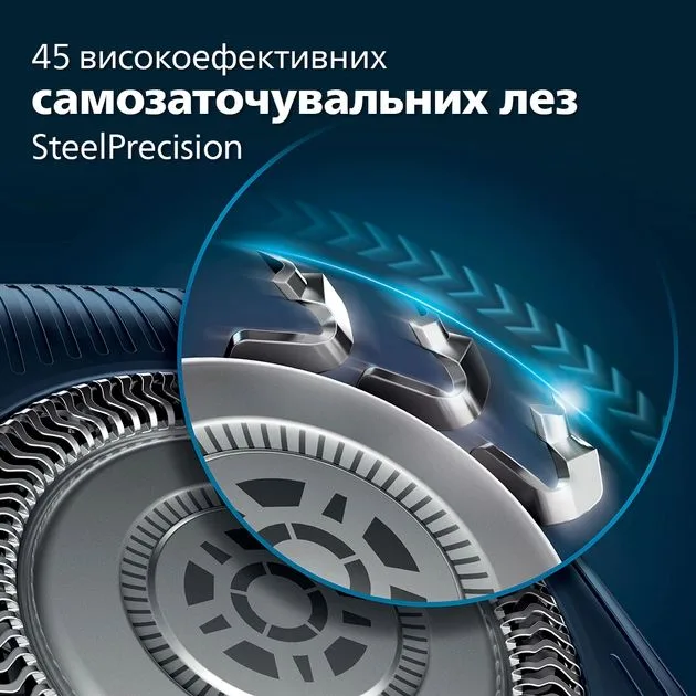 Електрична бритва Philips роторного типу Series 7000, потужність 9Вт, з 3 бритвяними головками, Li-Ion акумулятором, для сухого та