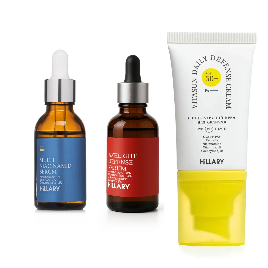 Набір проти жирності, запалень і пігментних плям SPF50+ Hillary Anti-Blemish & Oil Control Set with SPF50+ Pro