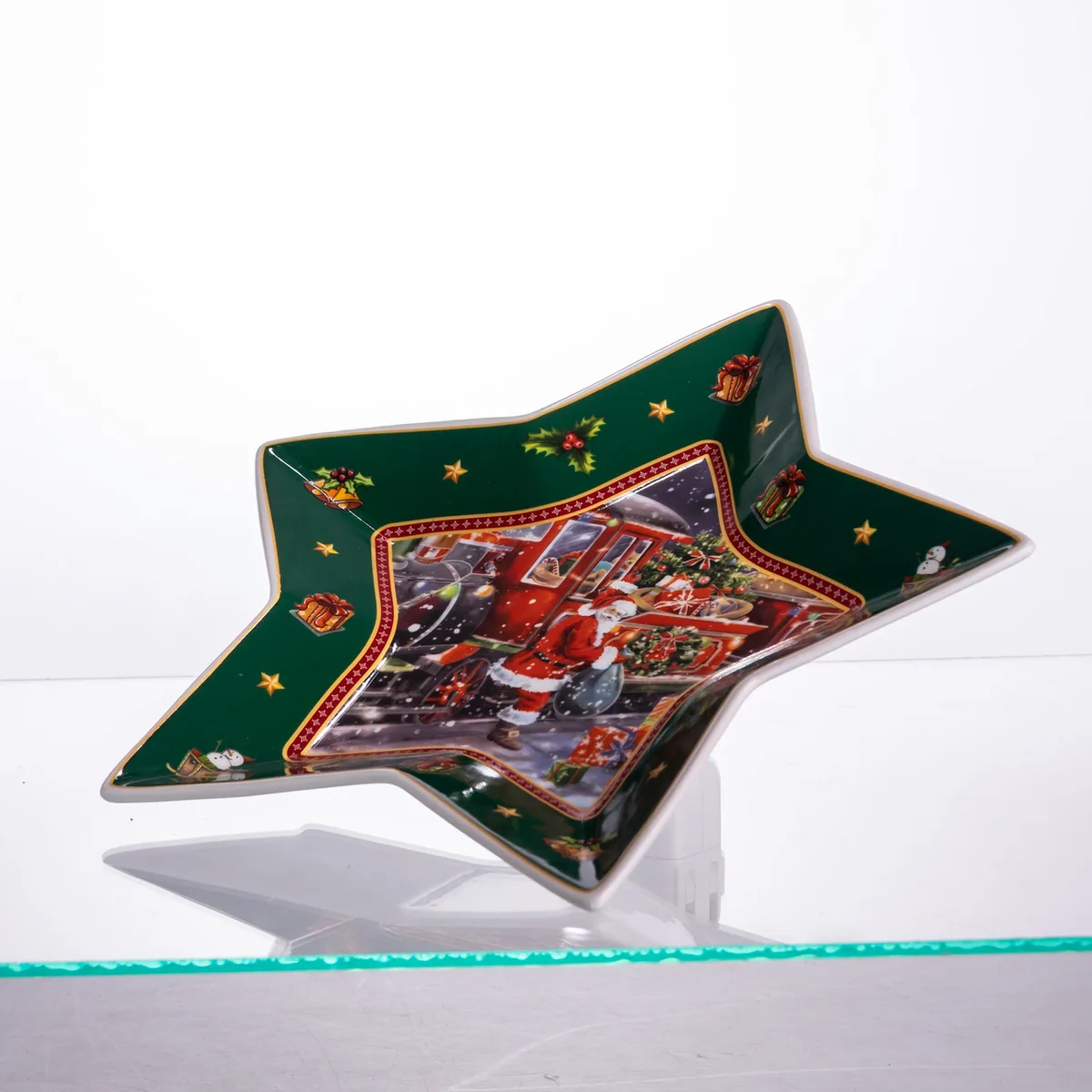Сервірувальне блюдо Santa порцеляна 25,5 см зелена фігурна форма
