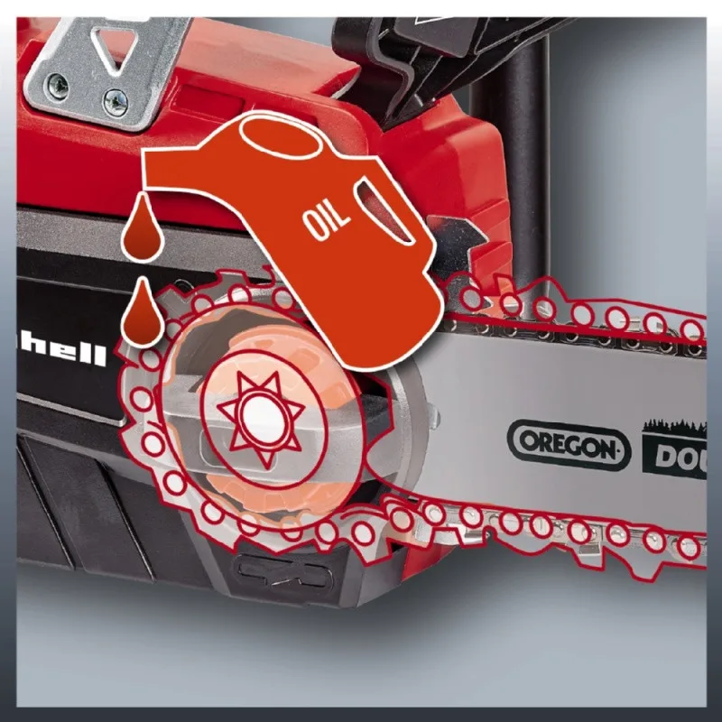 Акумуляторна ланцюгова пила Einhell GE-LC 18 Li Kit 18В PXC, 1x3А·год, шина 25 см, швидкість 4.3 м/с, вага 2.97 кг.