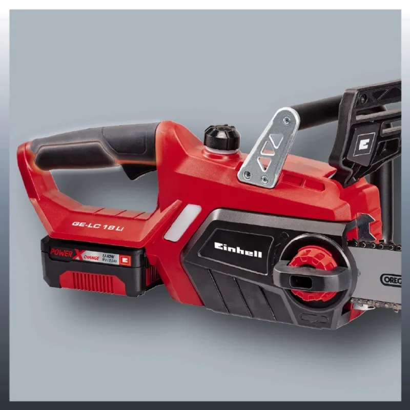 Акумуляторна ланцюгова пила Einhell GE-LC 18 Li Kit 18В PXC, 1x3А·год, шина 25 см, швидкість 4.3 м/с, вага 2.97 кг.