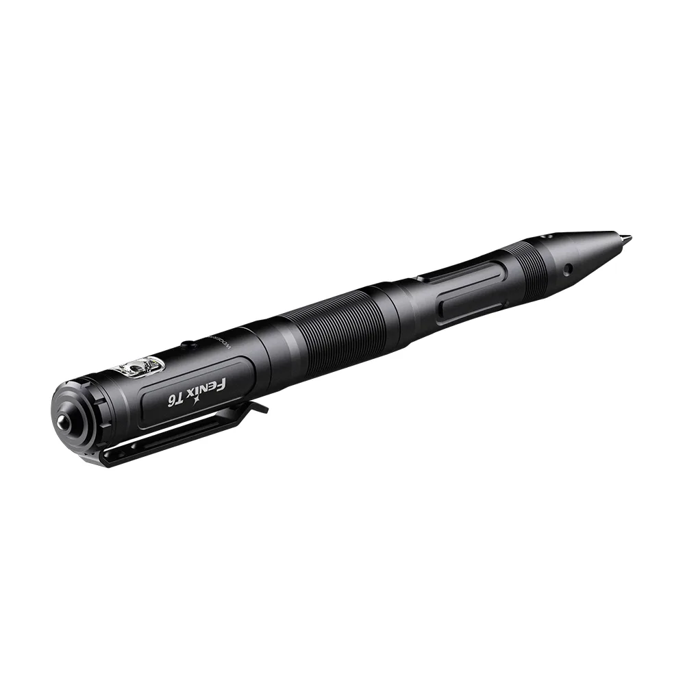 Тактическая ручка Fenix алюминиевая 140х14х14 мм черная с фонариком IP66