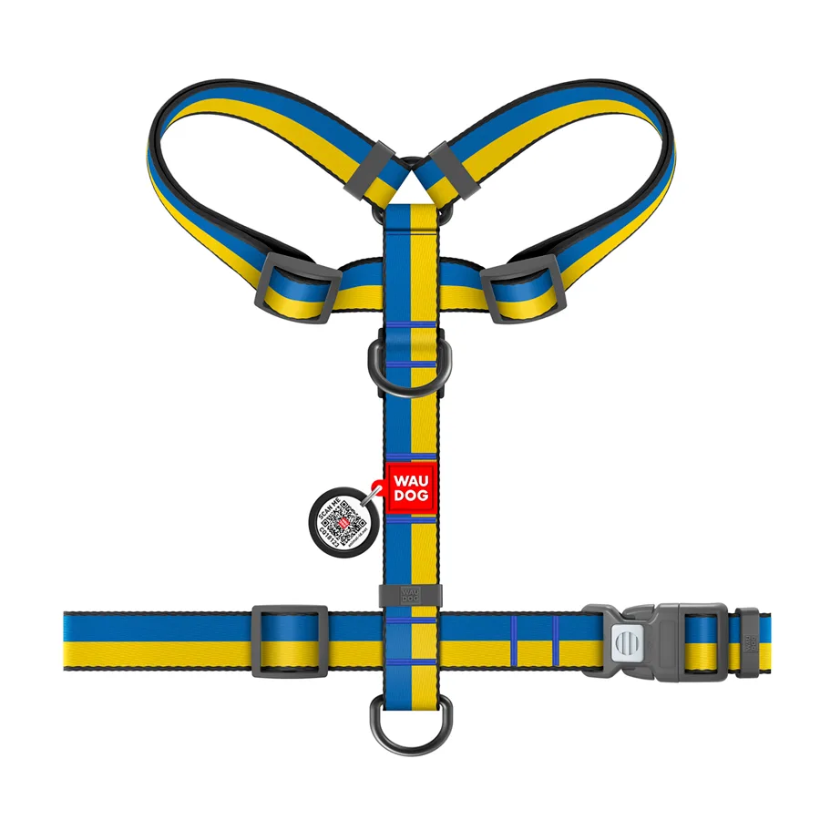 Шлея анатомічна WAUDOG Nylon H-подібна 15 мм Нейлон S Colors of freedom