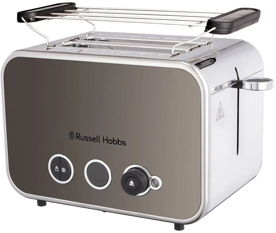 Тостер Russell Hobbs Distinctions на 2 скибочки, 1670 Вт, функції підігріву та розморожування, пластиковий корпус, сріблястий/сіри