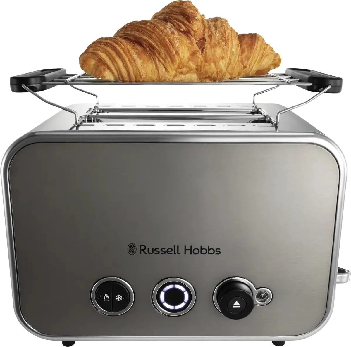 Тостер Russell Hobbs Distinctions на 2 скибочки, 1670 Вт, функції підігріву та розморожування, пластиковий корпус, сріблястий/сіри