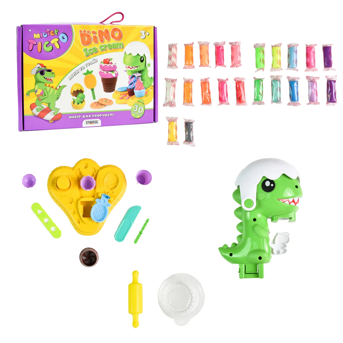 Набір для творчості ліплення Містер тісто Dino Ice Cream 22 шт 28,5х20х8 см картонна коробка
