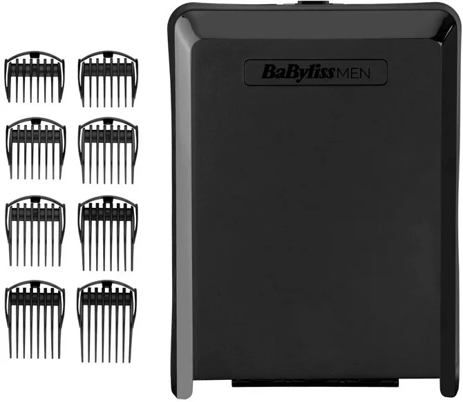 Машинка для стриження Babyliss, з комбінованим живленням (мережа та акумулятор), вібраційний мотор, 8 насадок, кейс, титанове покр