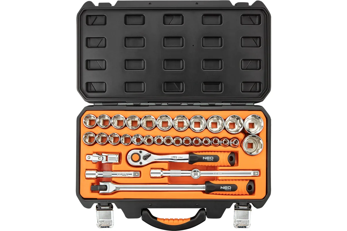 Набір інструментів Neo Tools, набір торцевих головок 1/2", CrV, 33шт