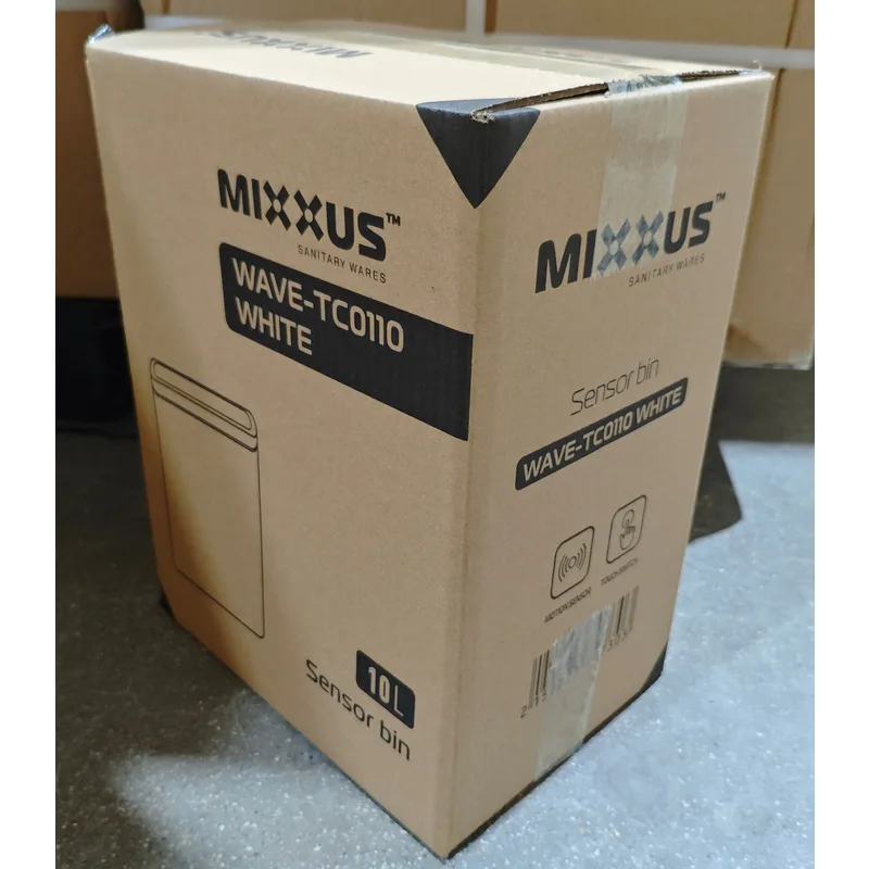 Сенсорне відро для сміття Mixxus 10 л ABS пластик матовий білий 30,5х26,5х18 см