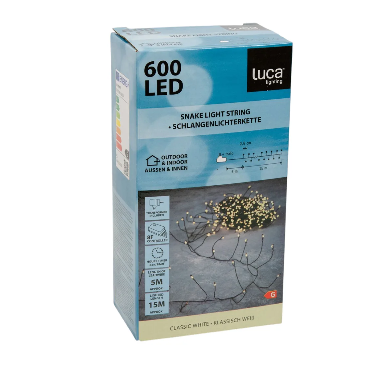 Гірлянда-кластер Luca Lighting 600 LED чорна струна 20 м теплий білий