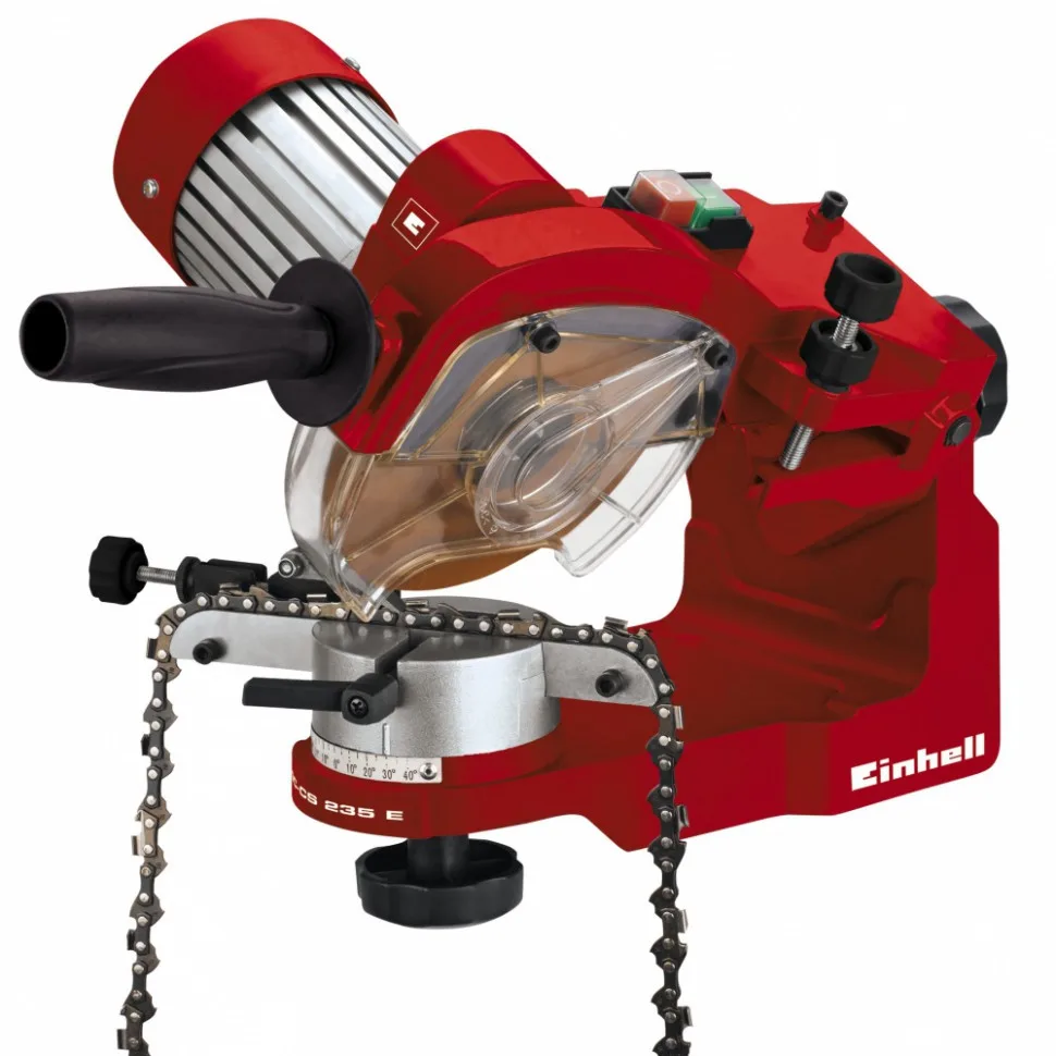 Верстат для заточування ланцюгів Einhell GC-CS 235 E, потужність 235 Вт, швидкість обертання 3000 об/хв, диск 145х22х3.2 мм, вага
