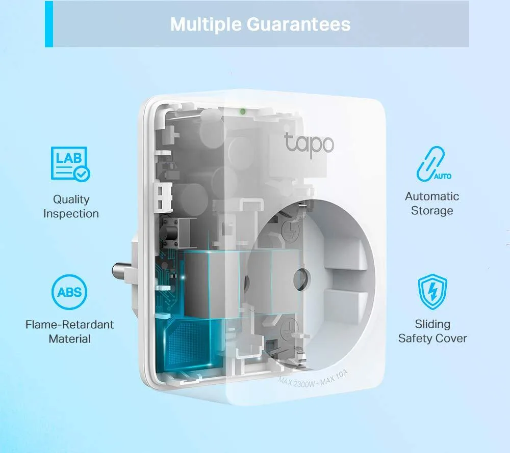 Умная розетка компактная TP-LINK Tapo P100M N300 BT 10A