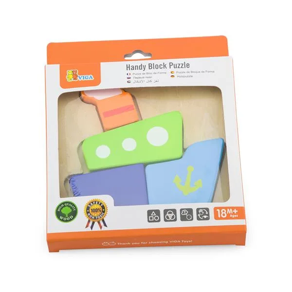 Дерев'яний мініпазл Viga Toys 17х2х15 см різнокольоровий