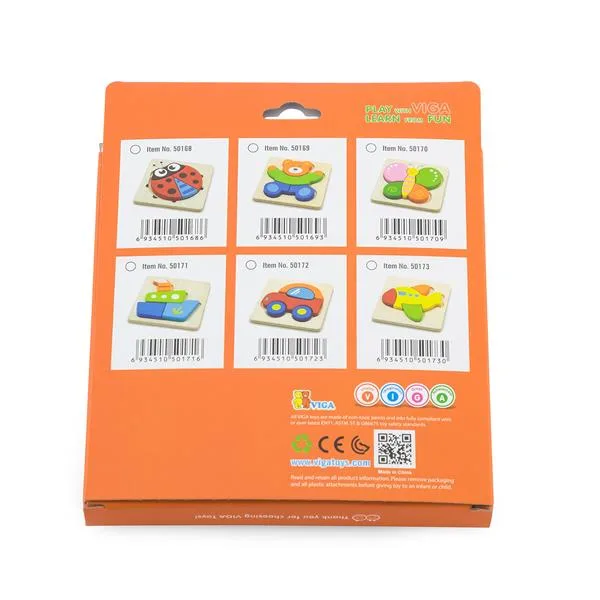 Дерев'яний мініпазл Viga Toys 17х2х15 см різнокольоровий