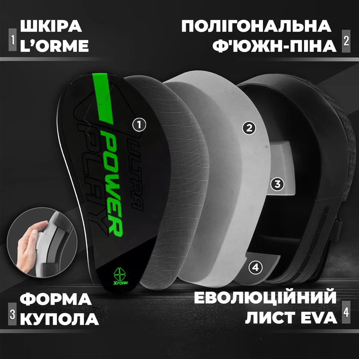 Лапи боксерські Active Point штучна шкіра 22х16х6 см зелений
