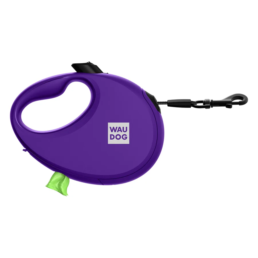 Повідець-рулетка WAUDOG R-leash L 5 м світловідбивна пластик фіолетовий