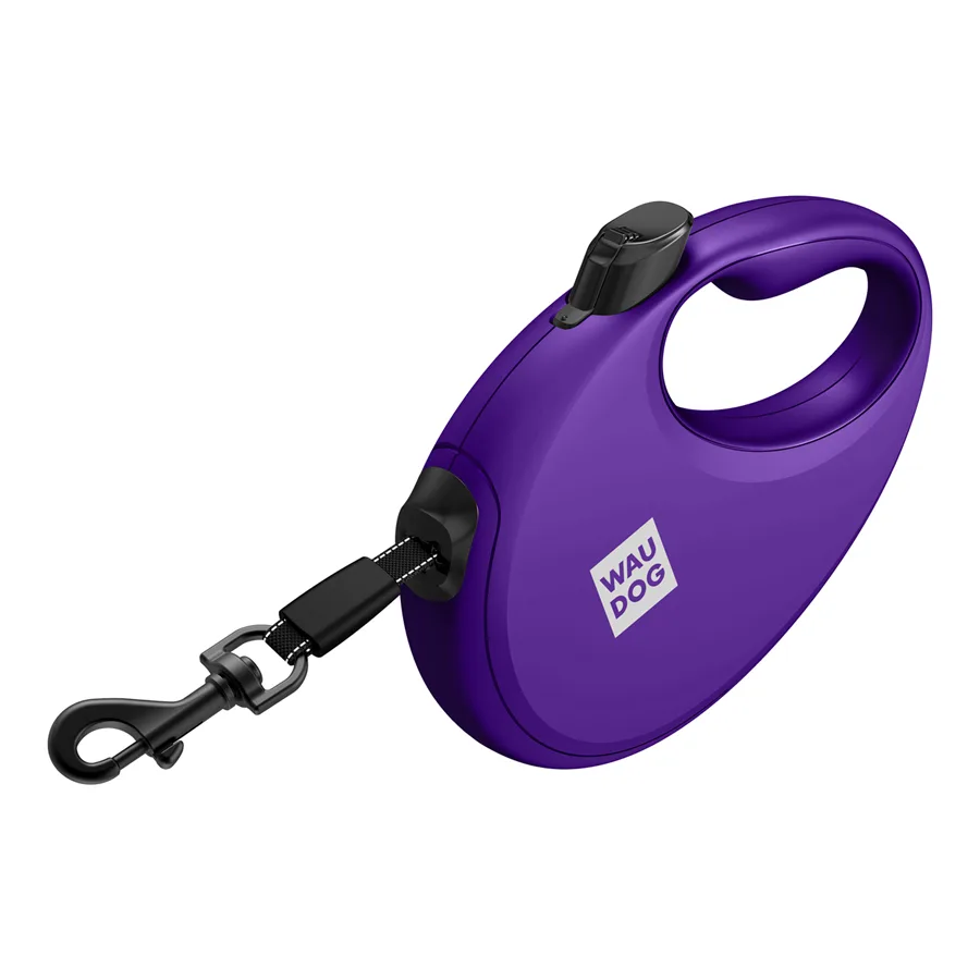 Повідець-рулетка WAUDOG R-leash L 5 м світловідбивна пластик фіолетовий