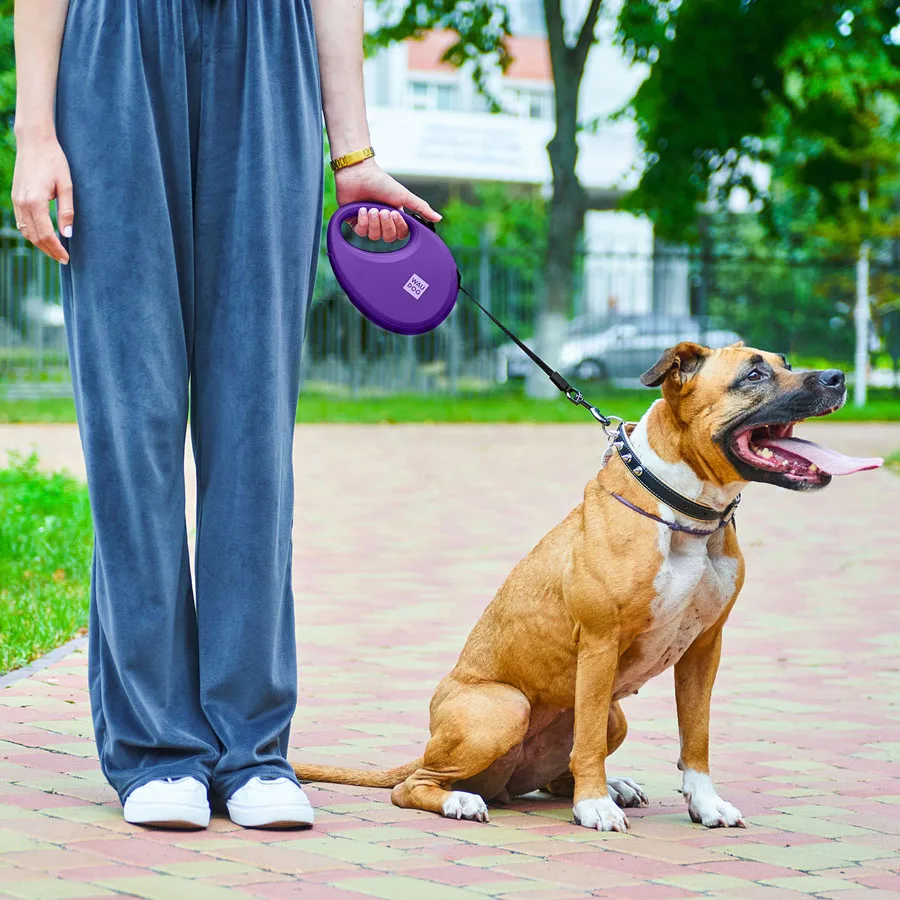 Повідець-рулетка WAUDOG R-leash L 5 м світловідбивна пластик фіолетовий