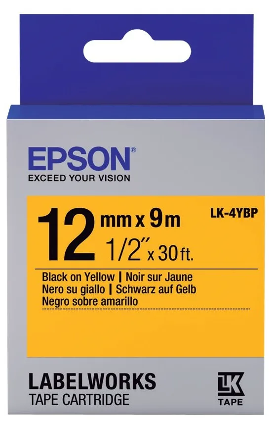 Картридж Epson пастельна стрічка 12 мм жовта