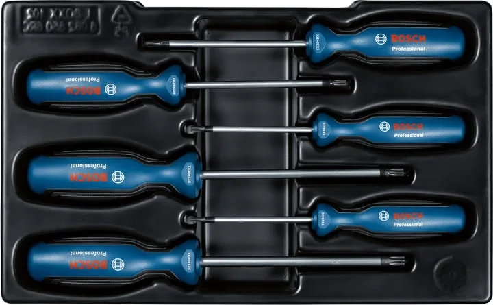 Набір викруток Bosch Professional Torx T10, T15, T20, T25, T30, T40, довжина 75-125 мм, 6 штук.