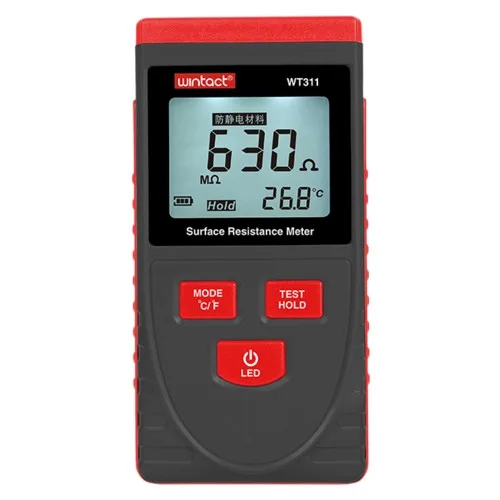Тестер опору поверхні WINTACT WT311 100Ω-1000ГΩ 9В цифровий чорний