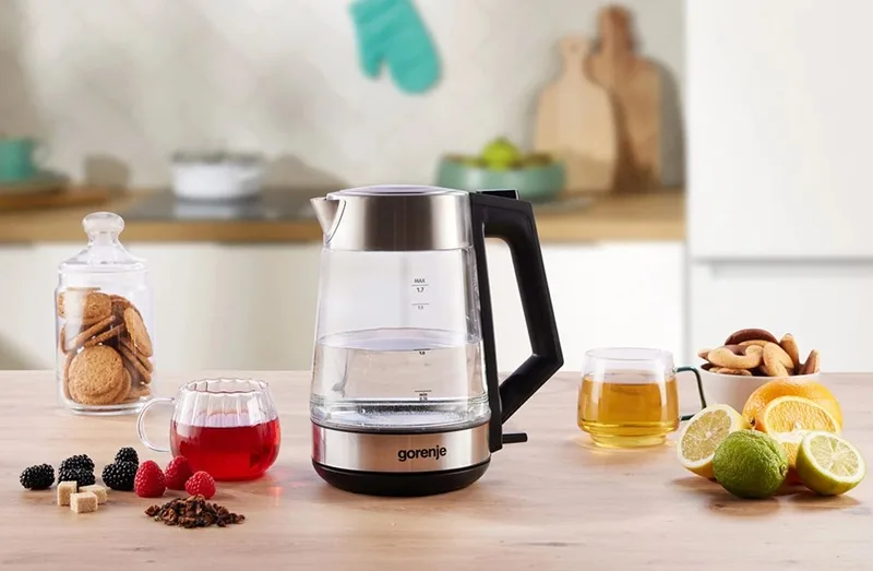Электрический чайник Gorenje Стекло 1.7 л Нержавеющая сталь Черный 2200 Вт