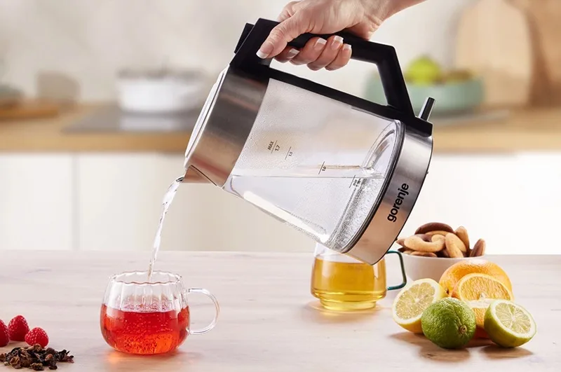 Электрический чайник Gorenje Стекло 1.7 л Нержавеющая сталь Черный 2200 Вт
