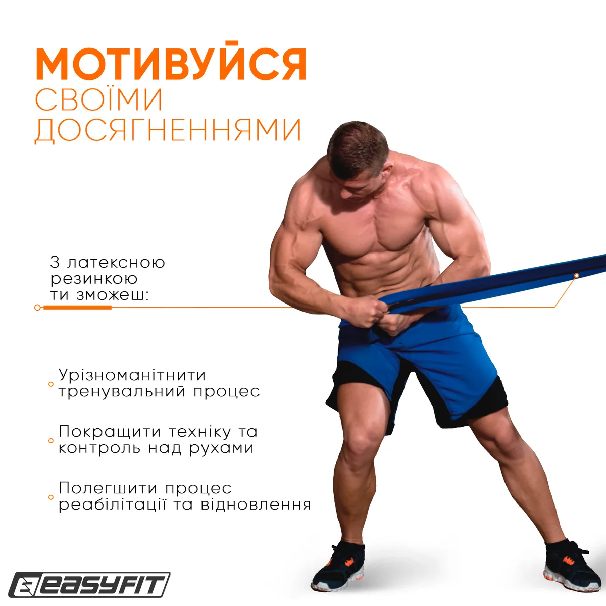 Резинова петля EasyFit латекс 2080х64х4,5 мм Синя 50-110 кг