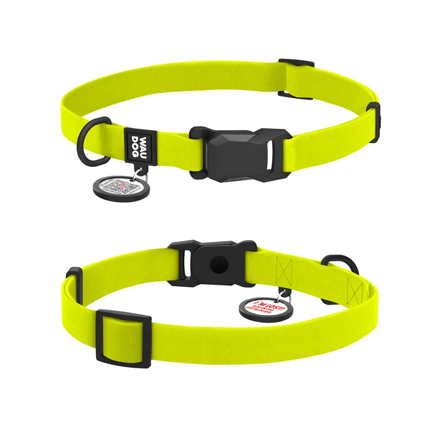Нашийник WAUDOG Magnet 15 мм COLLARTEX S 26-35 см лимонний водостійкий