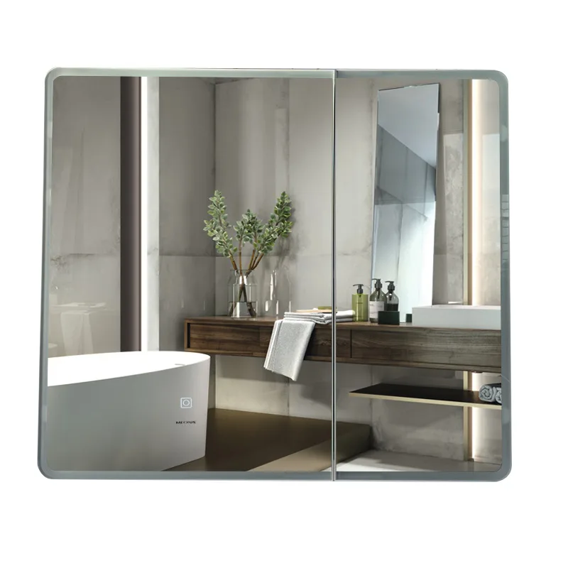 Дзеркальна шафка OLIVARY 80x70 см LED Touch димер ПВХ Білий