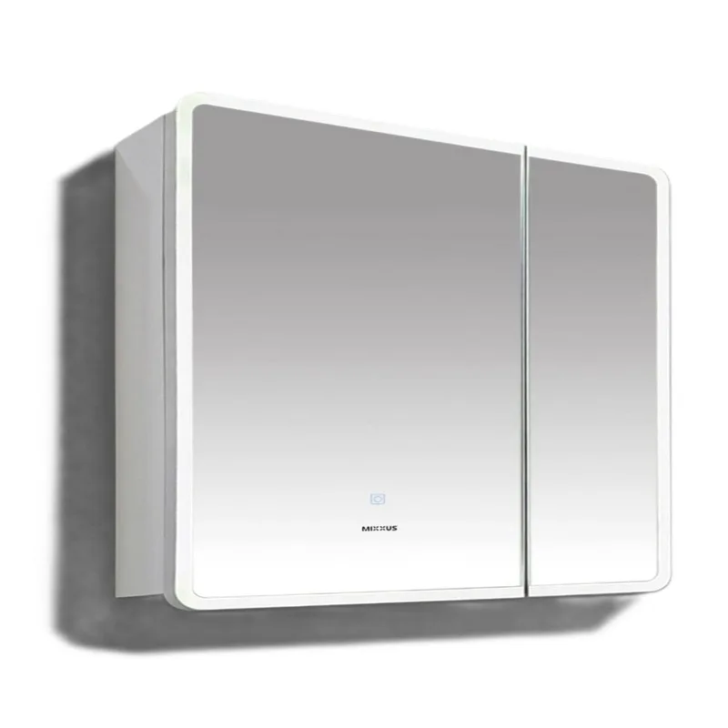 Дзеркальна шафка OLIVARY 80x70 см LED Touch димер ПВХ Білий